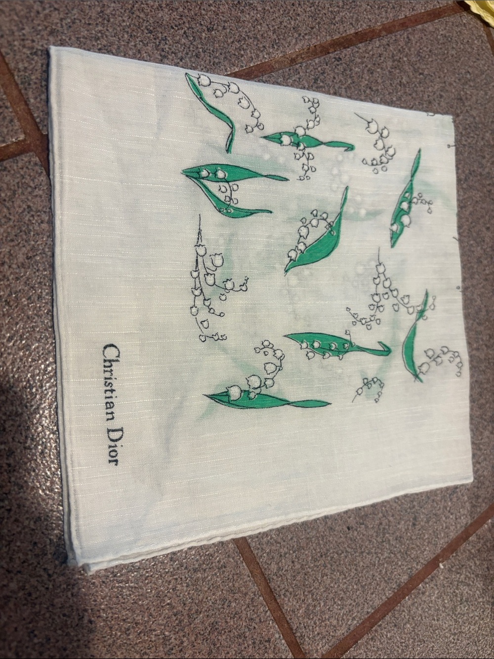 1970s Christian Dior Lilly of the Valley handkerchief
